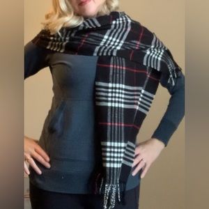 Black, White, & Red Plaid Scarf